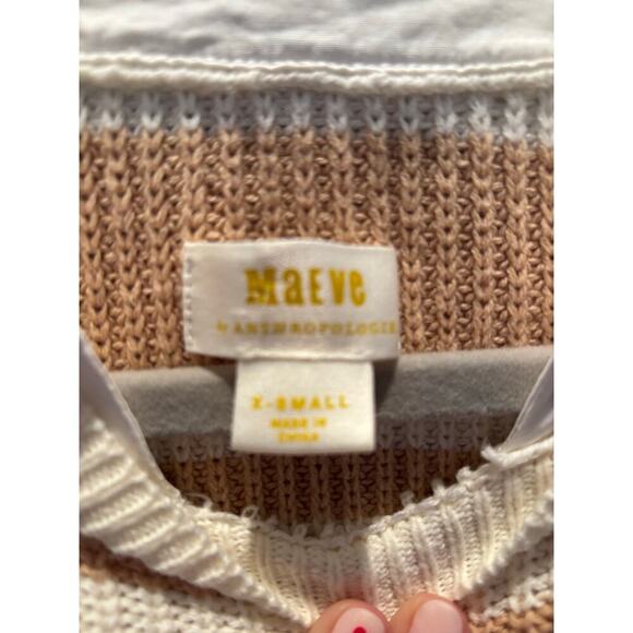 Maeve by Anthropologie Twofer Cropped Layered Sweater Striped Large - Picture 3 of 5